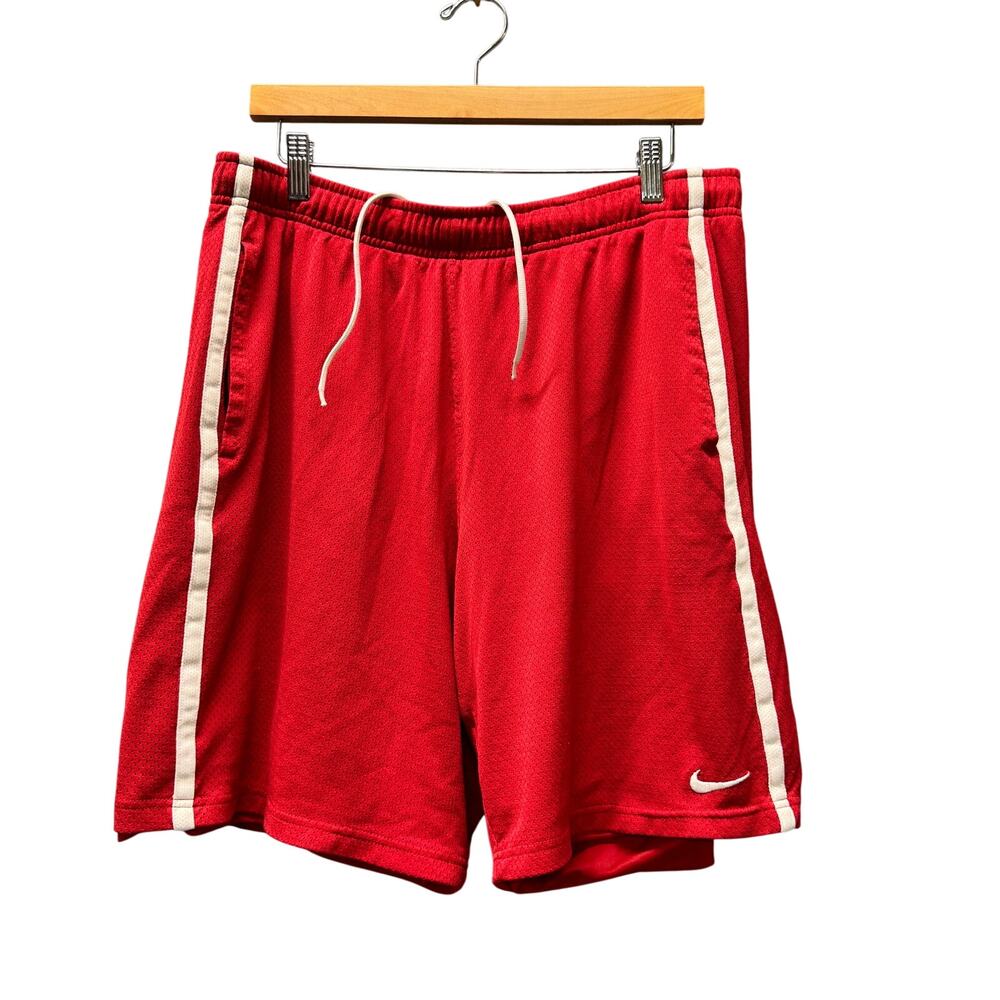 Nike Basketball Shorts Mens XL 9" Inseam Red Mesh + Pockets Drawstring Waist